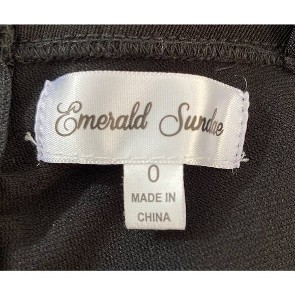 Emerald Sundae Sz O Black Bodycon Dress Built In Bra Ruched Back Exposed Zipper - Picture 10 of 12